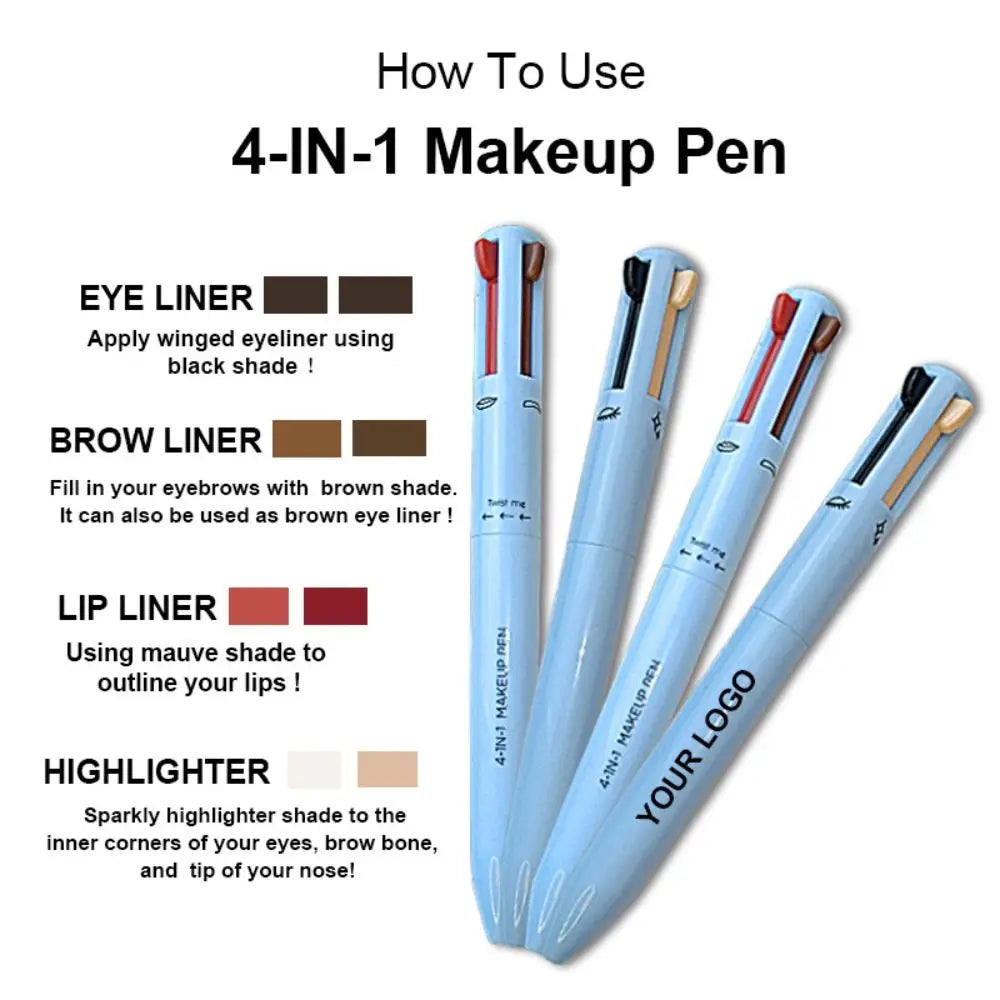 4 In 1 Makeup Pen Eyebrow Pencil Waterproof Drawing Eye Brow Long Lasting Easy Color Eyeliner Eyebrow Pen Sweatproof Makeup Pen