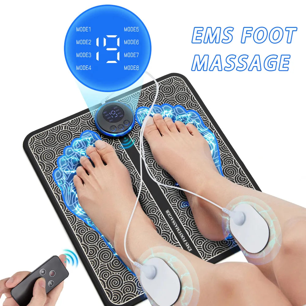 Electric EMS Foot Massager Pad Relief Pain Relax Feet Acupoints Massage Mat Shock Muscle Stimulation Improve Blood Circulation